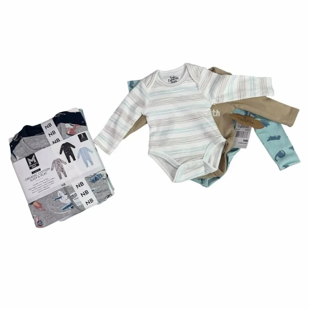 Newborn Members Mark Sleep & Play Baby Essentials Body Suits Bundle